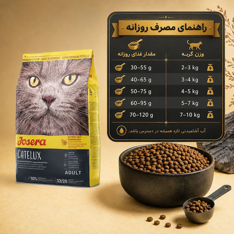 غذای خشک گربه جوسرا مدل Catelux مناسب سلامت پوست و مو وزن ۱ کیلوگرم