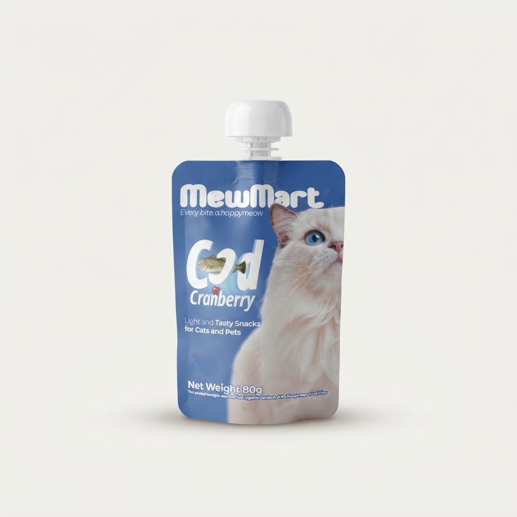 پودینگ گربه برند میومارت طعم ماهی کاد و کرن بری وزن 80 گرم